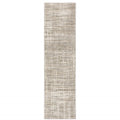 2' X 8' Beige Grey Ivory Tan And Brown Abstract Power Loom Stain