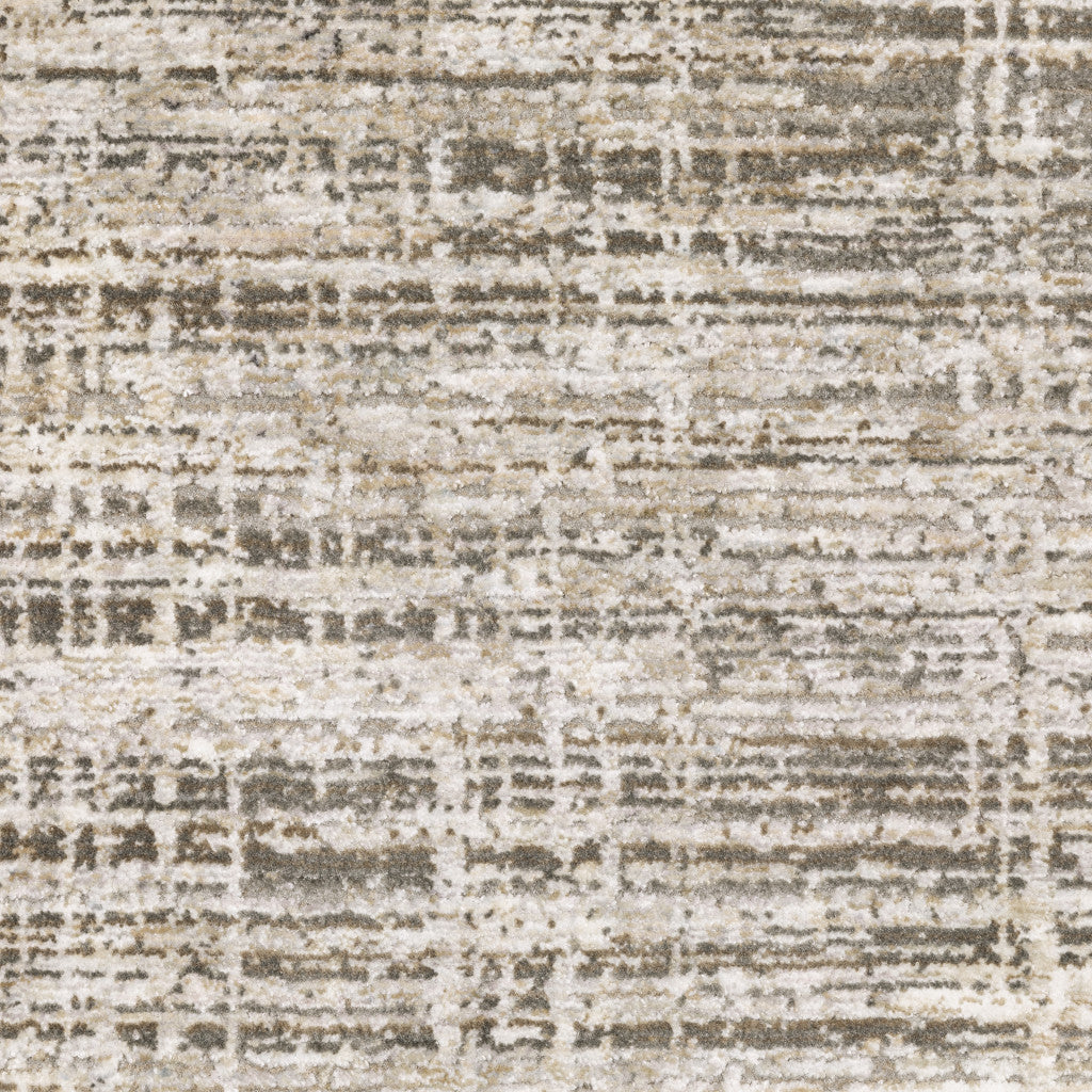 2' X 8' Beige Grey Ivory Tan And Brown Abstract Power Loom Stain