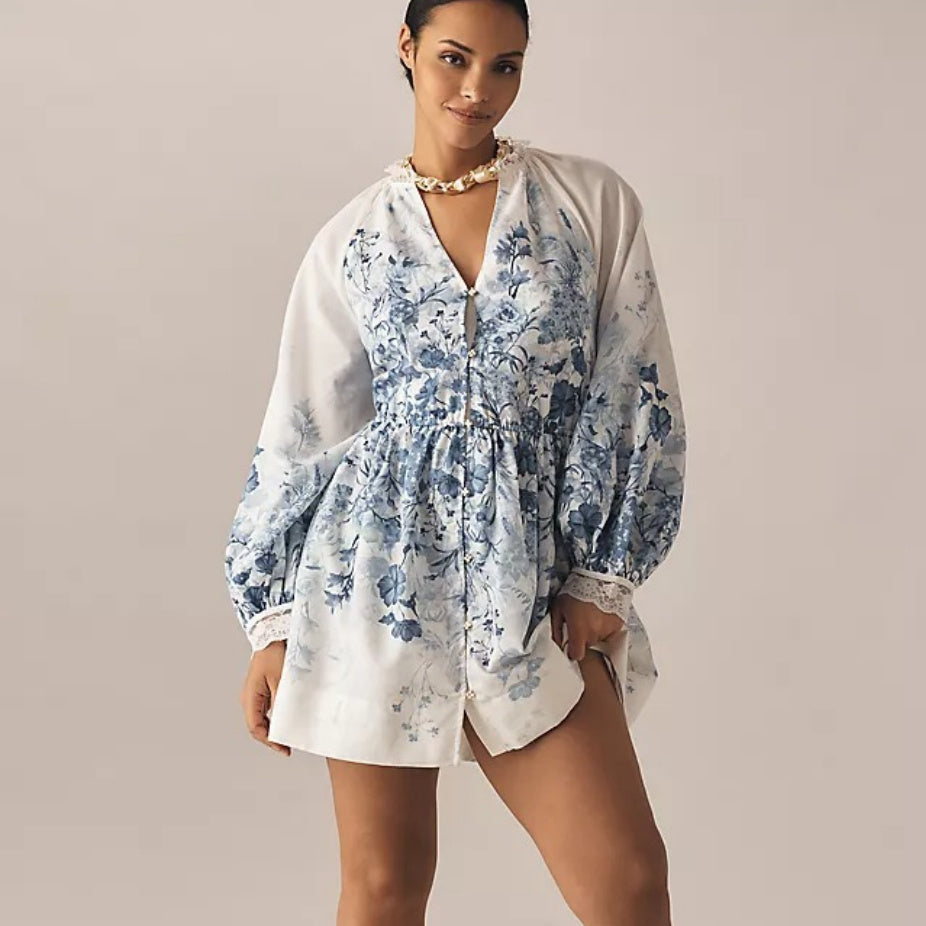 LuneluX? ¨C Vintage Puff Sleeve Stand Collar Dress