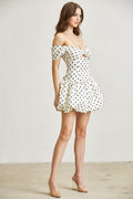 Polkadot Satin Off-Shoulder Bubble Dress