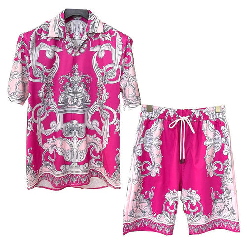 Men vacation casual beach shorts set